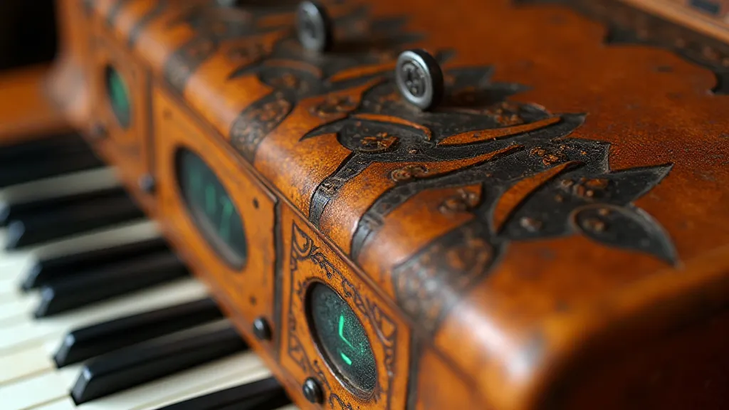 Close-up of a colorized accordion.