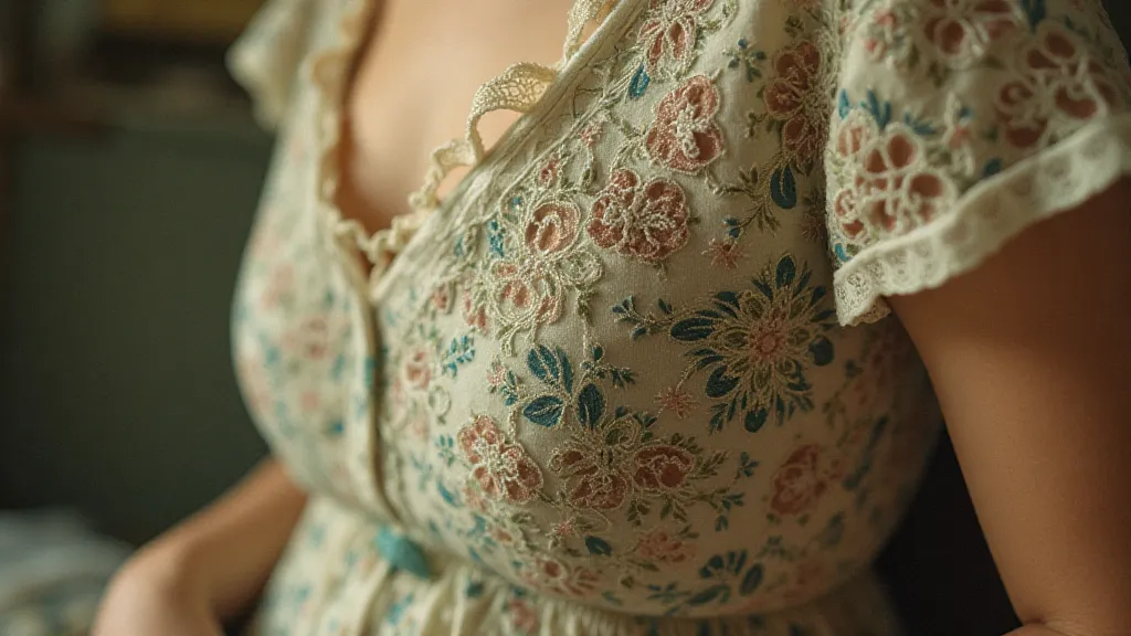 Colorized detail of a vintage dress.