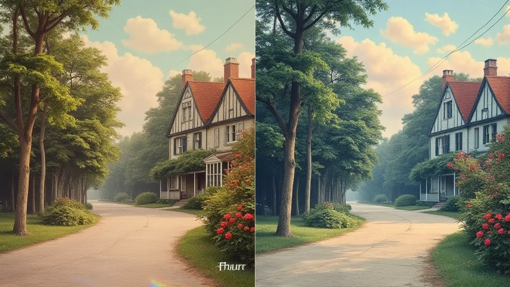 Comparison of a colorized postcard before and after repeated JPEG saves.