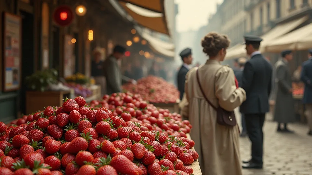 Colorized postcard of a 1910s market scene.