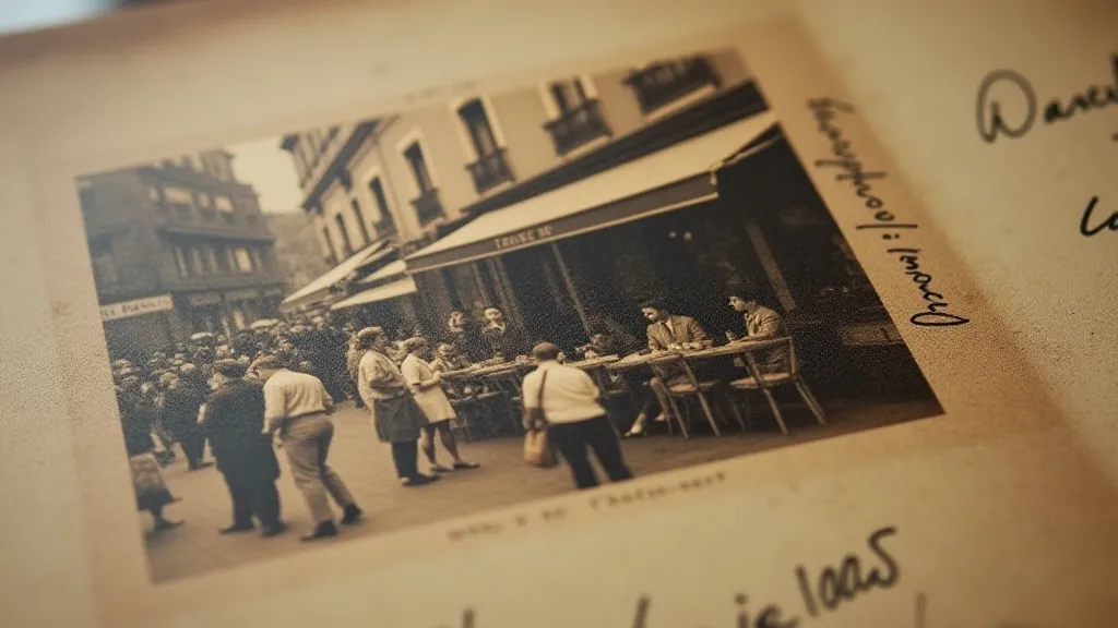Antique postcard of a Parisian cafe