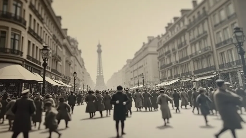 Antique postcard of Paris in grayscale