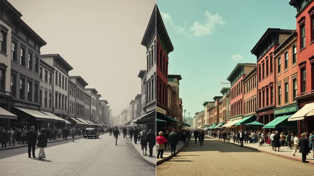Black and white vs. colorized postcard comparison