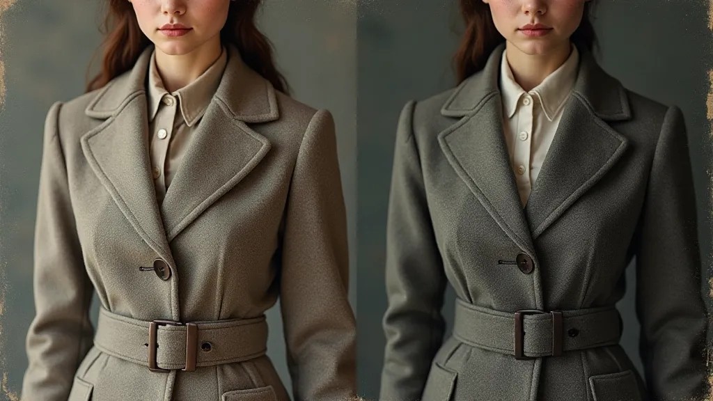 Comparison of a black and white postcard with its colorized version showing fabric texture detail.
