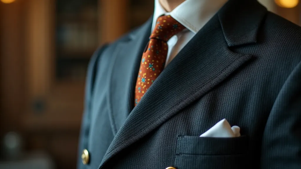 Colorized detail of a man's tailored suit from an antique postcard.
